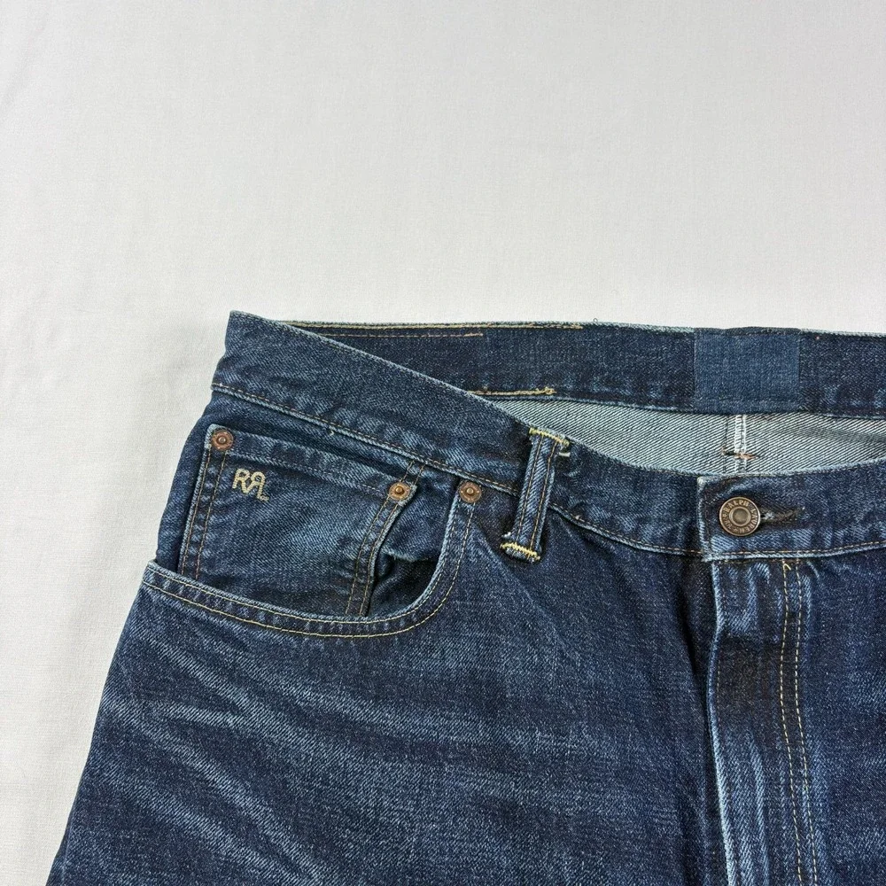 RRL Jeans Men 38x31 Blue Double RL Slim Narrow Union Standard Denim Ralph Lauren